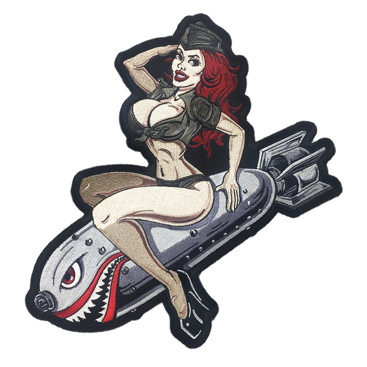 Bombs Away Pin Up Girl Embroidered Patch