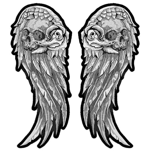 Gray Skull Wing Set Embroidered Patches