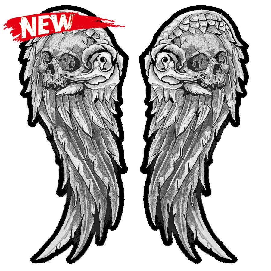 Gray Skull Wing Set Embroidered Patches