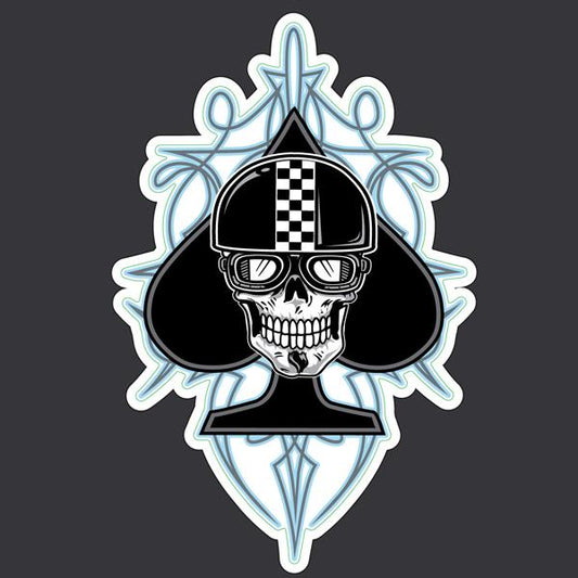 Spade Biker Skull - Mini Decal