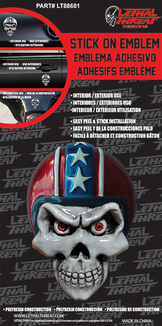 Biker Helmet Skull Red Emblem