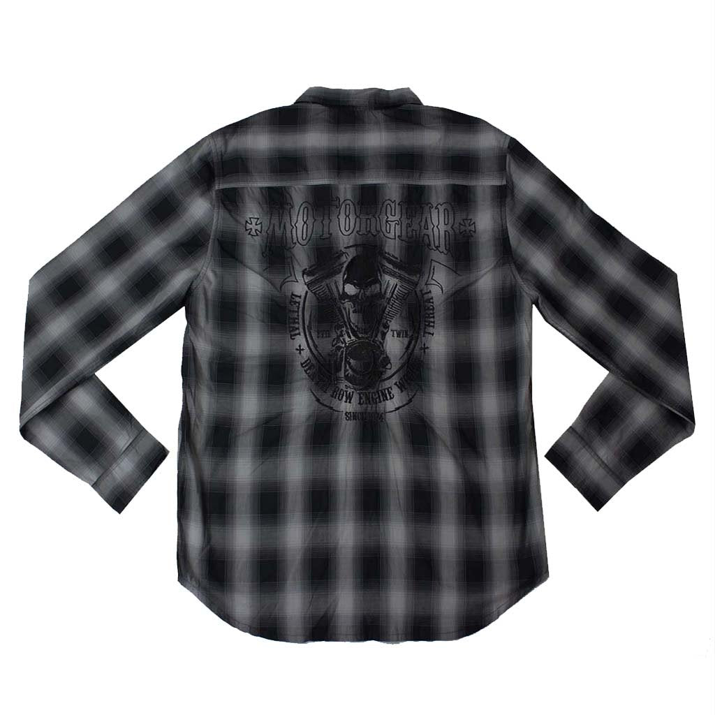 Motor Death Grey Plaid Button Down