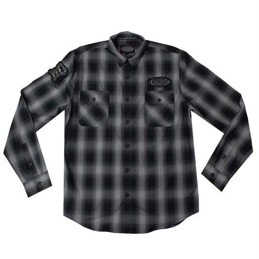 Motor Death Grey Plaid Button Down
