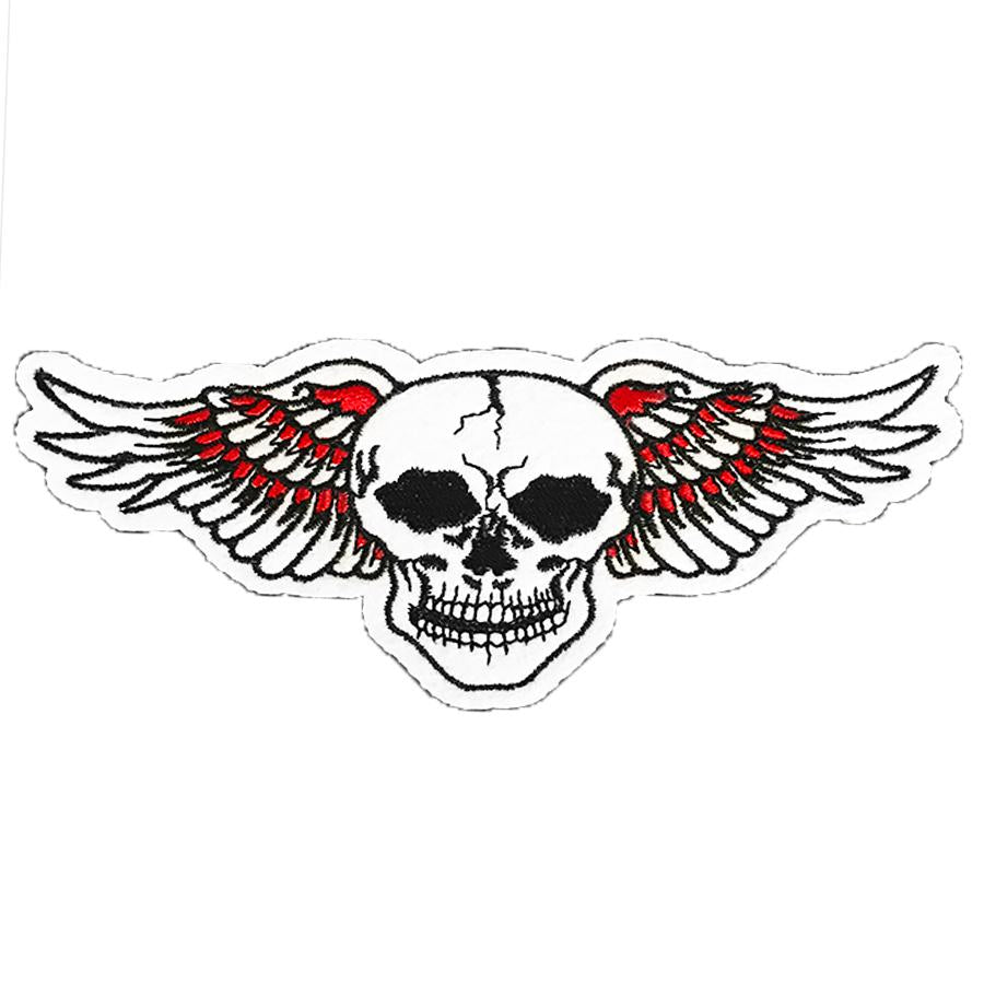 Orange Wing Skull Vintage Embroidered Patch
