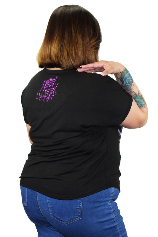 Rose Skull Lace Up Tee Shirt