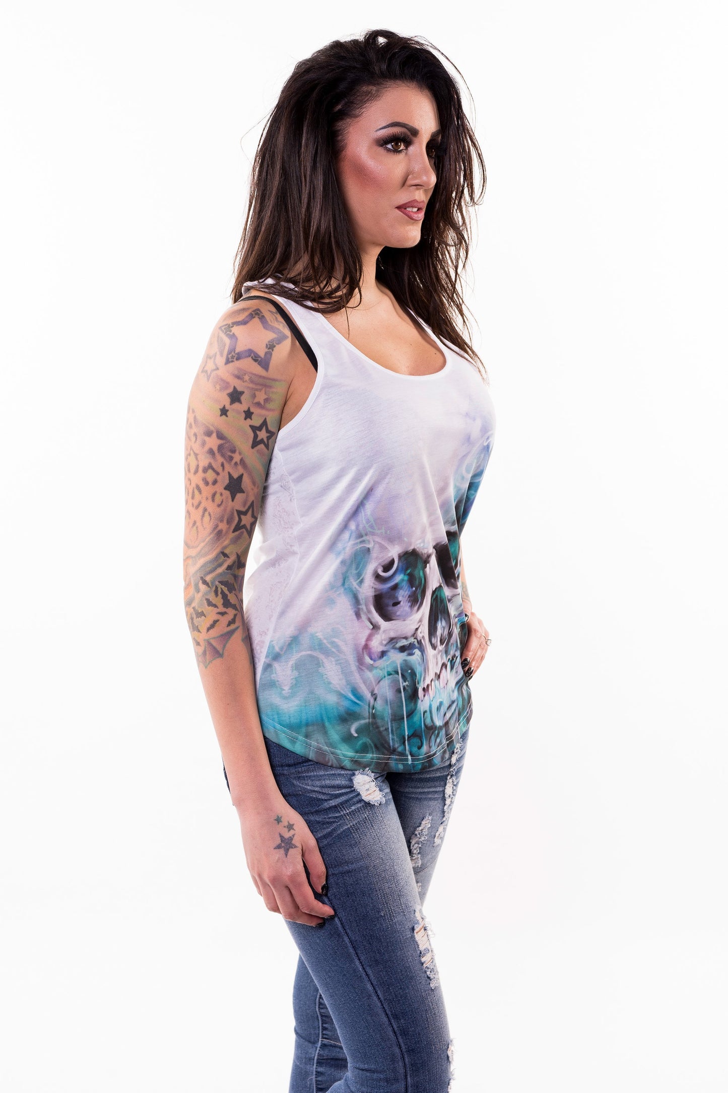 Ocean Skull Sublimation Razor Back Tank Top