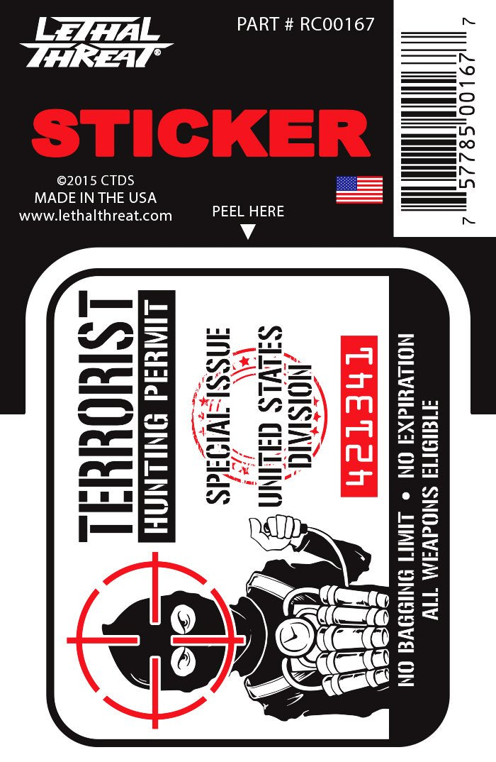 Rude & Crude Decal: Terrorist Hunting Permi