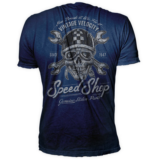 Vintage Velocity Speed Shop Blue Wash Tee