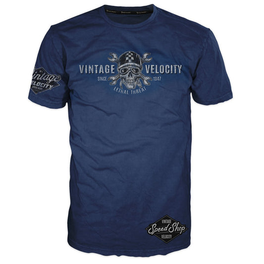 Vintage Velocity Speed Shop Blue Wash Tee