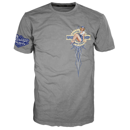 Vintage Velocity Speed Shop Pin Up Tee