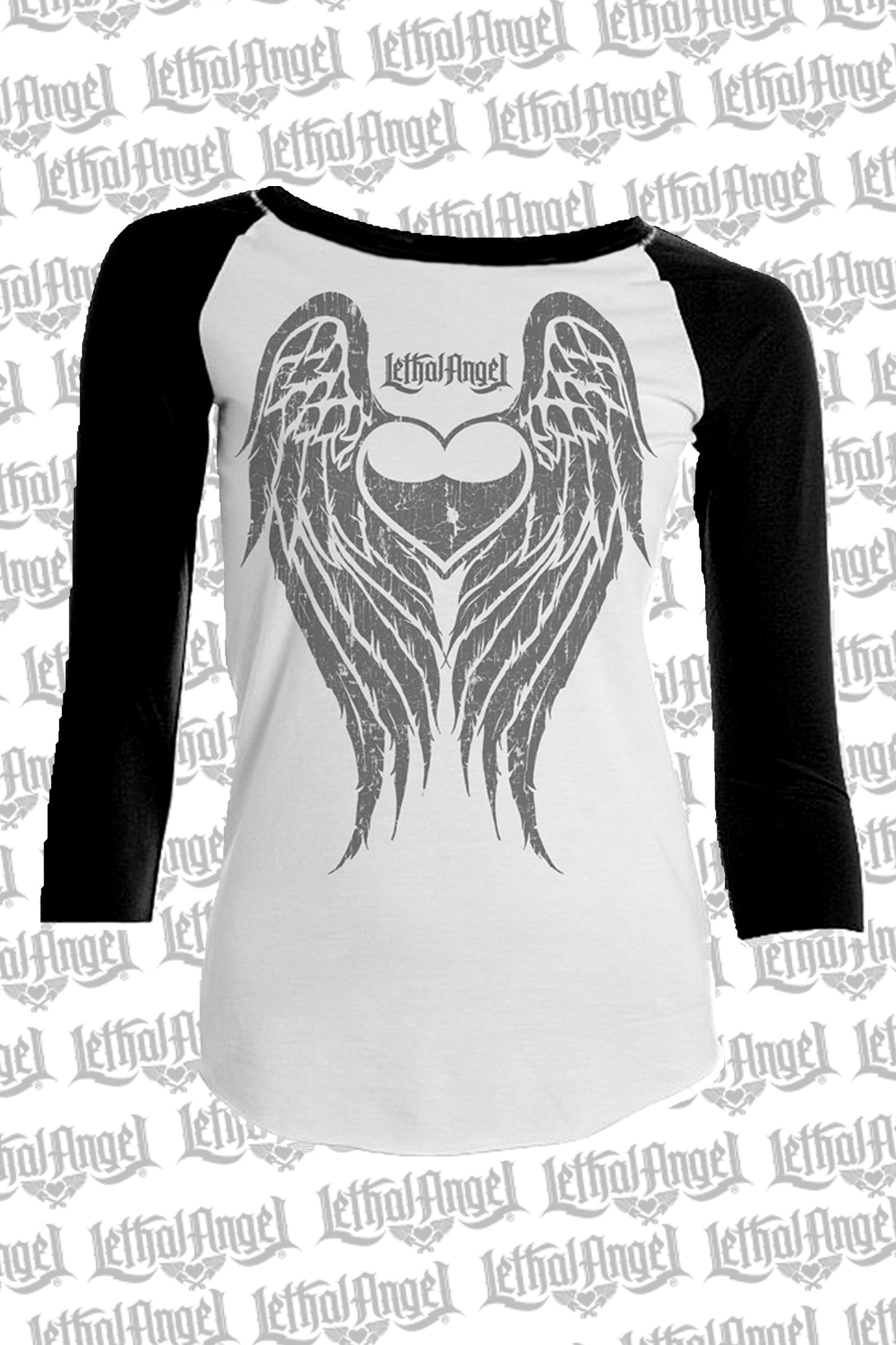 Black Lace Riders Raglan 3/4 Sleeve Shirt