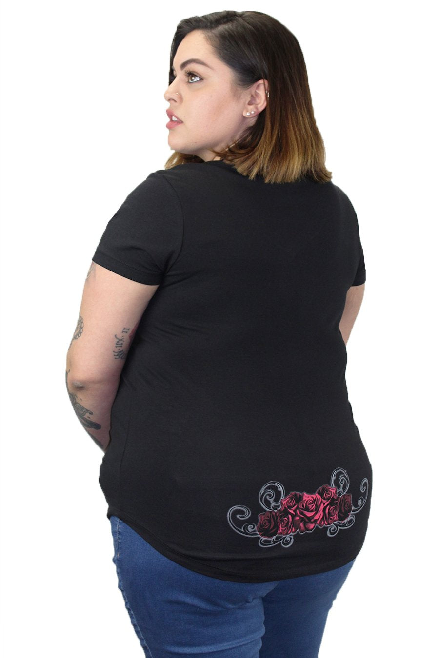 Red Catrina V Neck Tee