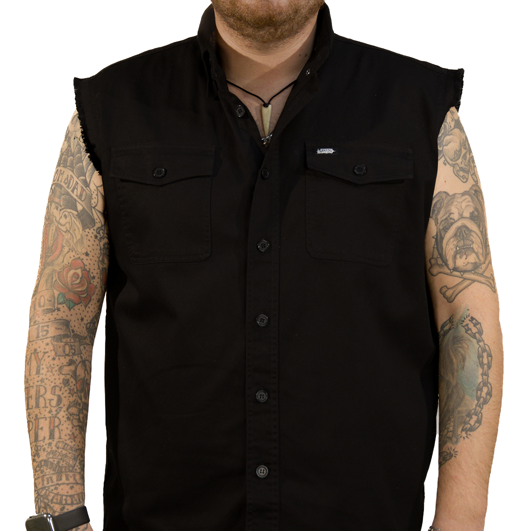 Skull Melted Printed Sleeveless Button Down
