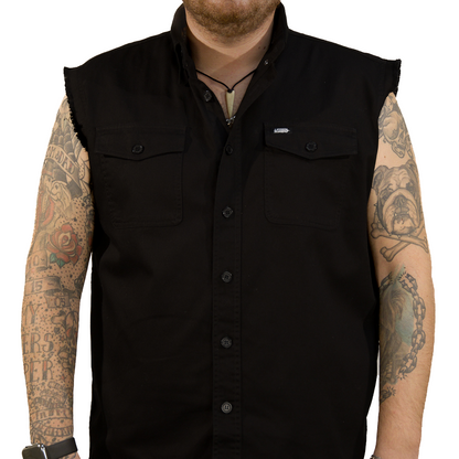Skull Melted Printed Sleeveless Button Down