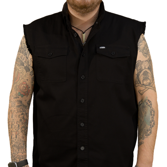 Skull Melted Printed Sleeveless Button Down