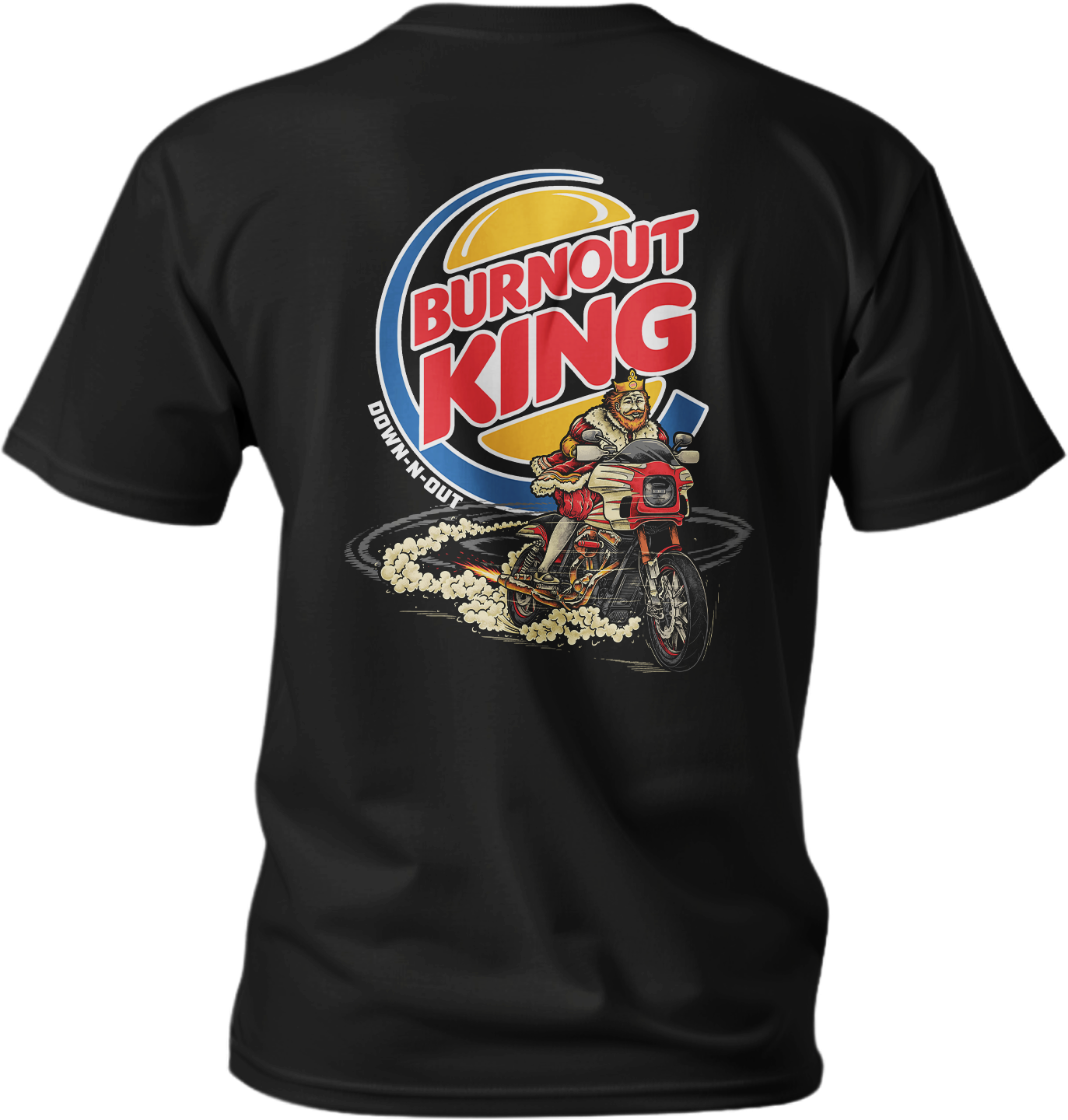 Burnout King Motorcycle  Black T-Shirt