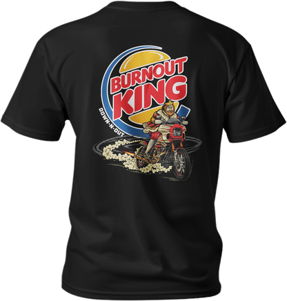 Burnout King Motorcycle  Black T-Shirt