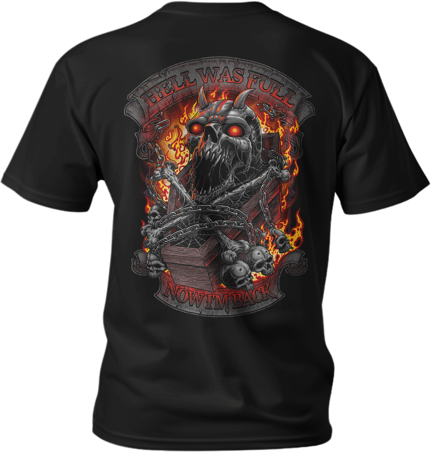 Hell Was Full Skull Black Tee Shirt