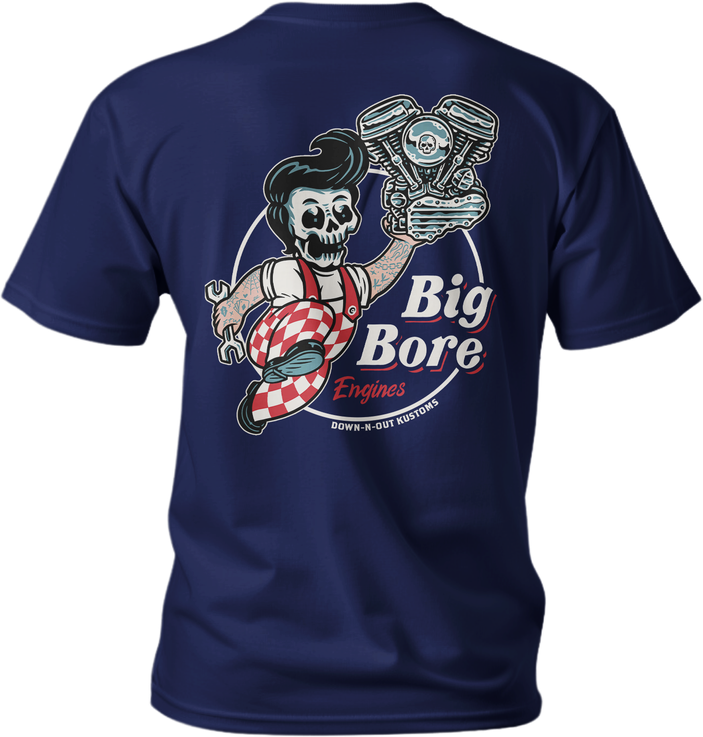 Big Bore Skull Guy Navy Blue T-Shirt