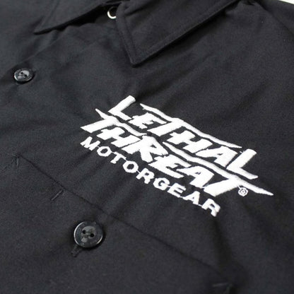 Be First Be Fast Skull Embroidered Work Shirt / Shop Shirt