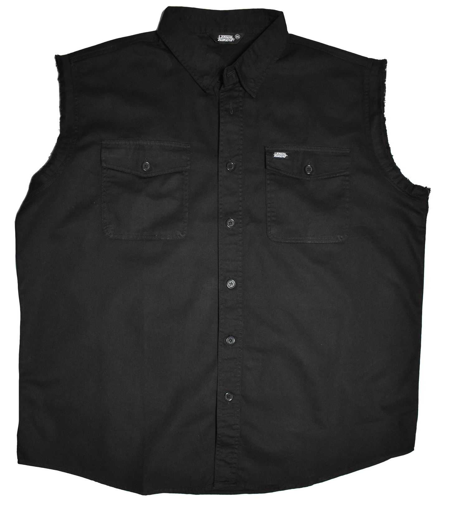 Skull Melted Printed Sleeveless Button Down