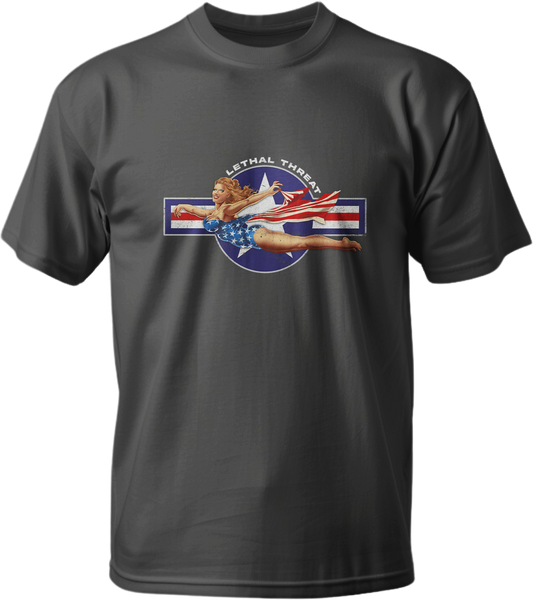 Take-Off Time Pin Up Girl Dark Grey Tee