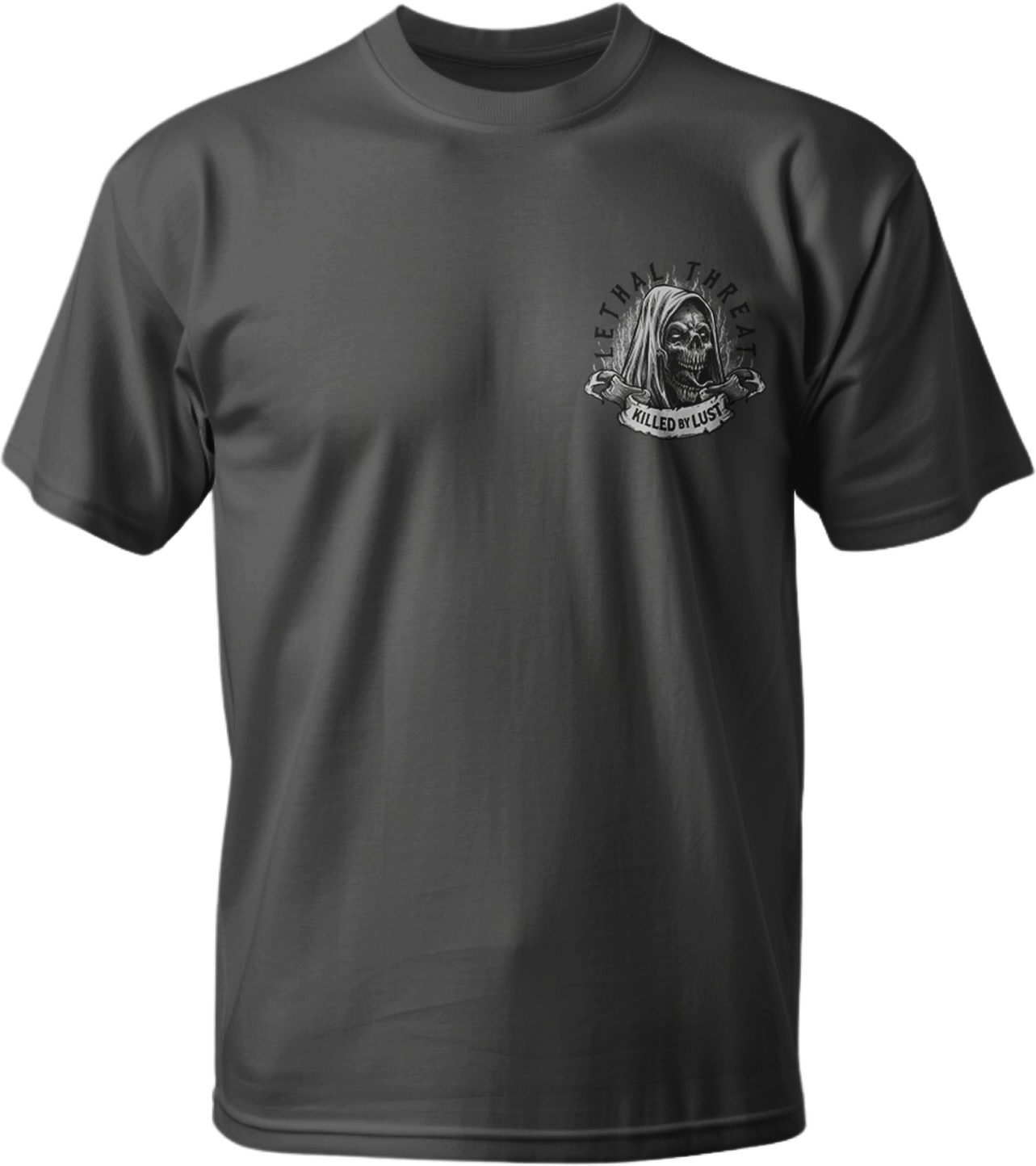 Killed By Lust Reaper with Pin Up Men's Gray Tee Shirt