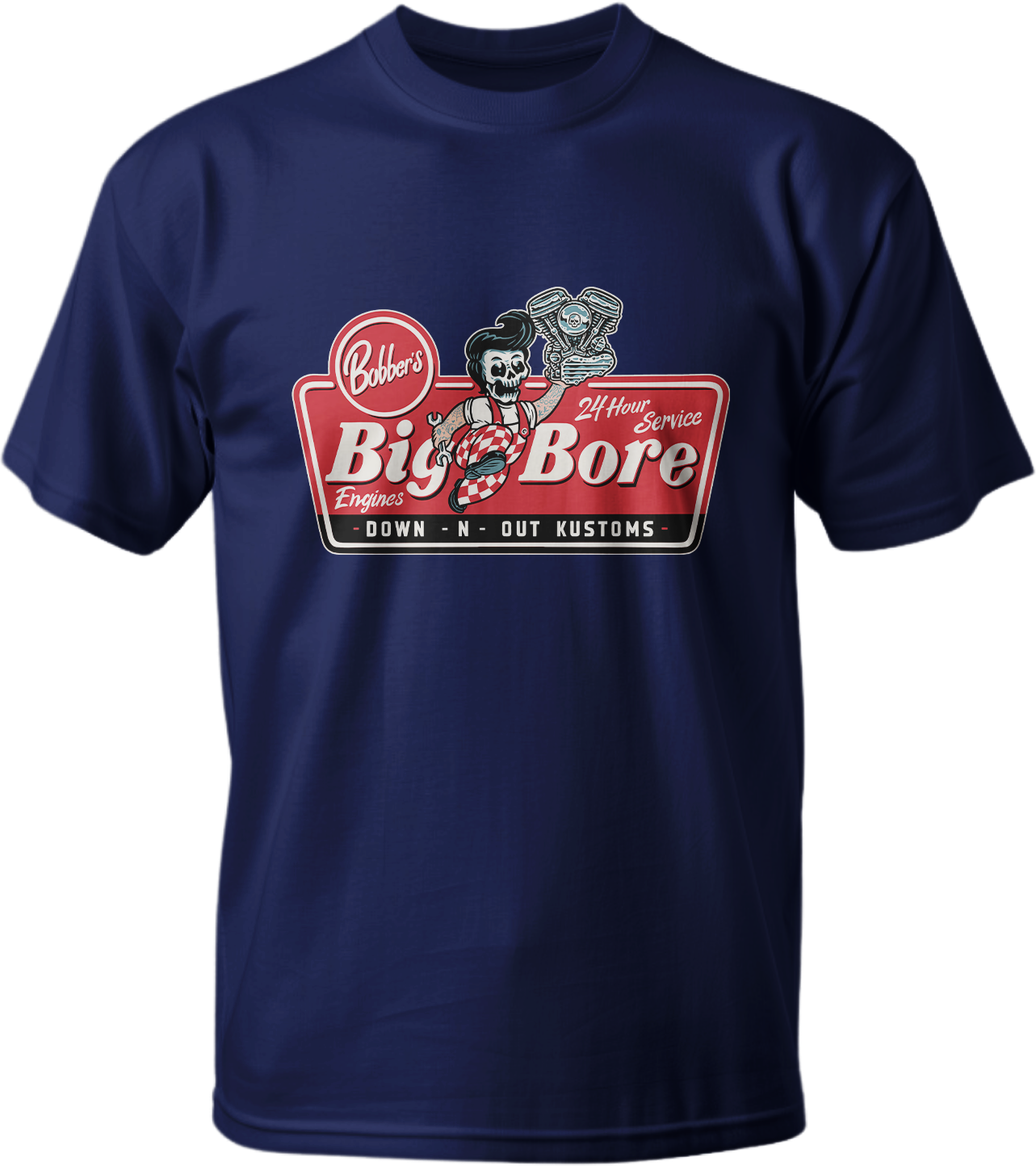 Big Bore Skull Guy Navy Blue T-Shirt