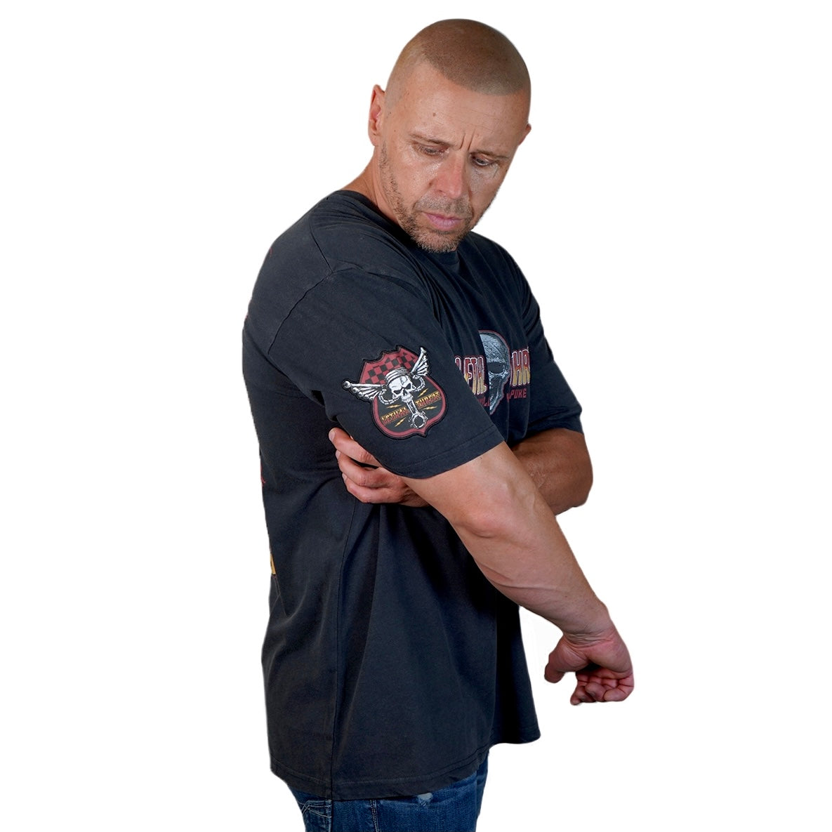 Bikes, Babes, Beer Skull Vintage Washed Men's Black Tee Shirt