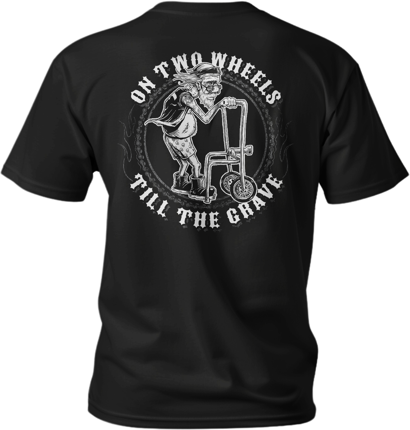 On Two Wheels Black T-Shirt