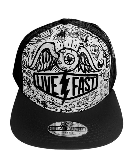 Live Fast Lightning Bolt Trucker Style Hat