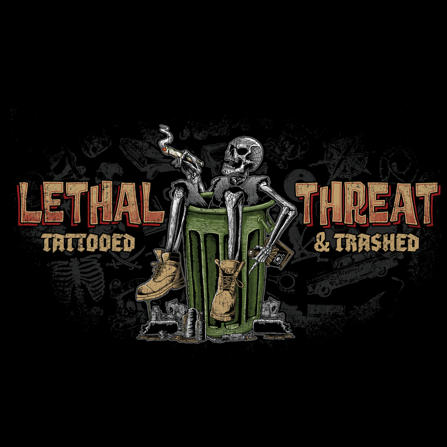 Tattooed and Trashed Men's Black Tee Shirt