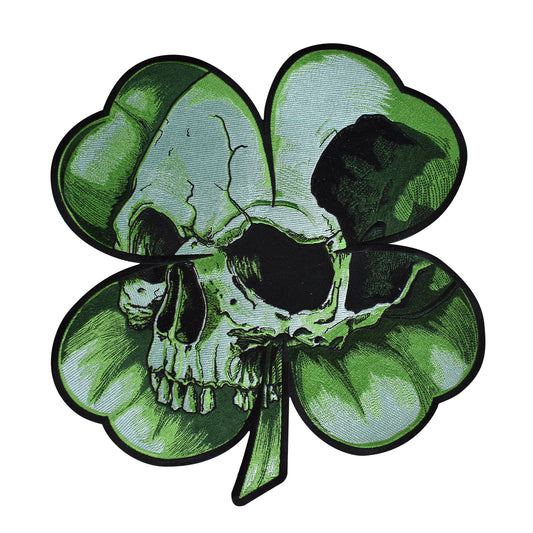 Shamrock Clover Skull Embroidered Patch