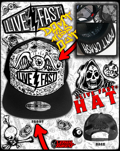 Live Fast Lightning Bolt Trucker Style Hat