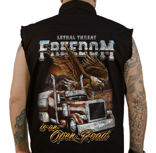 Open Road Printed Sleeveless Button Down