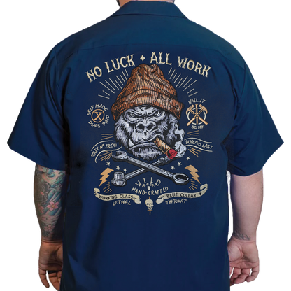 No Luck All Work Embroidered Work Shirt / Shop Shirt