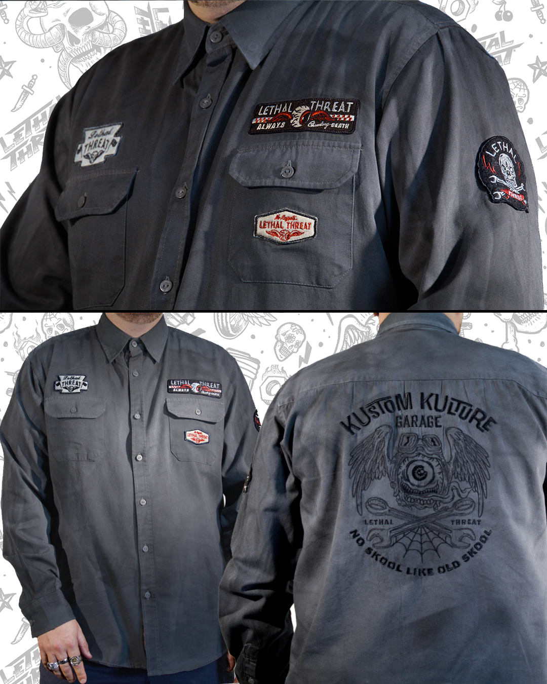 Kustom Kulture Flying Eyeball Button Down Shirt