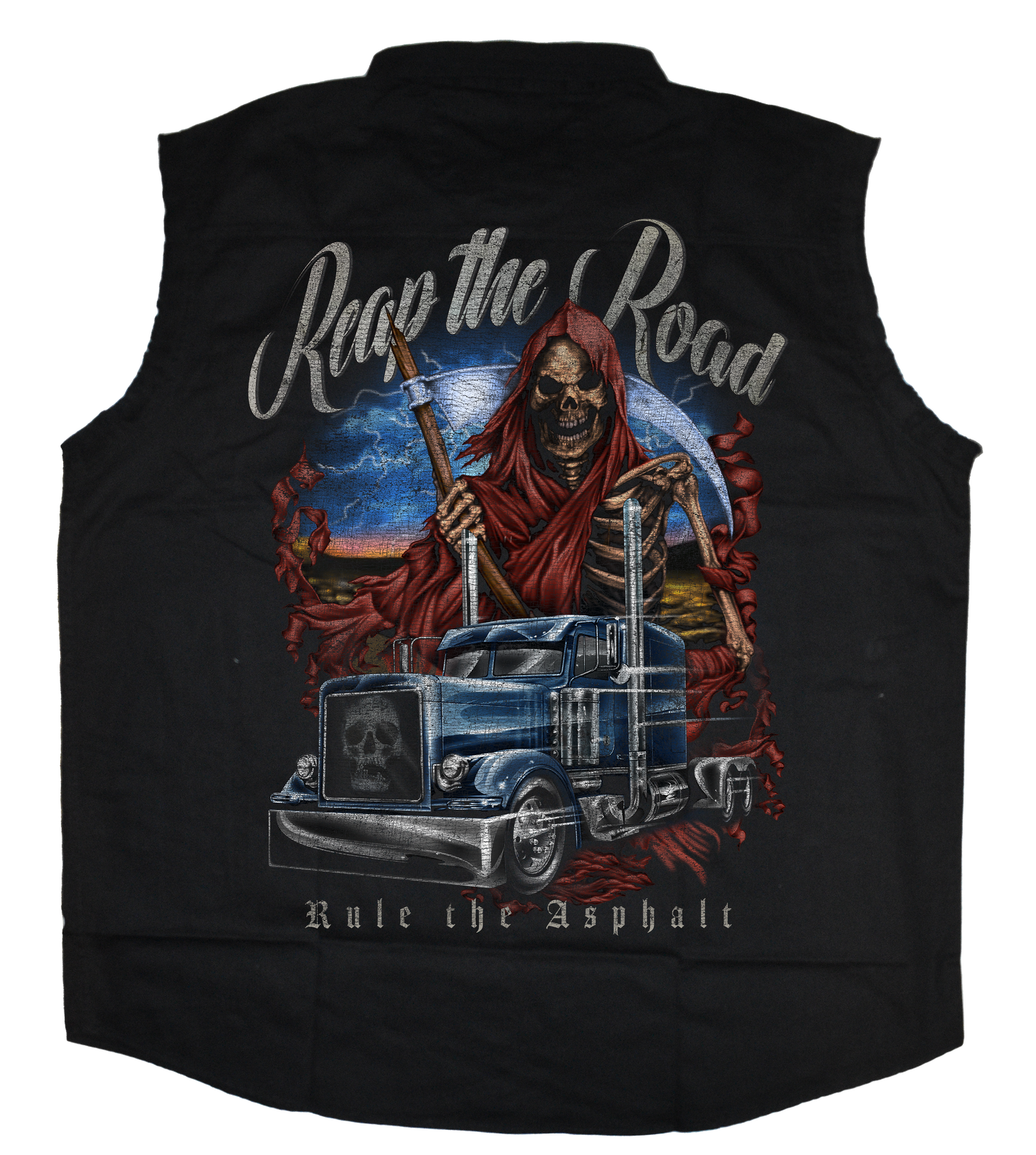 Reap the Road Printed Sleeveless Button Down