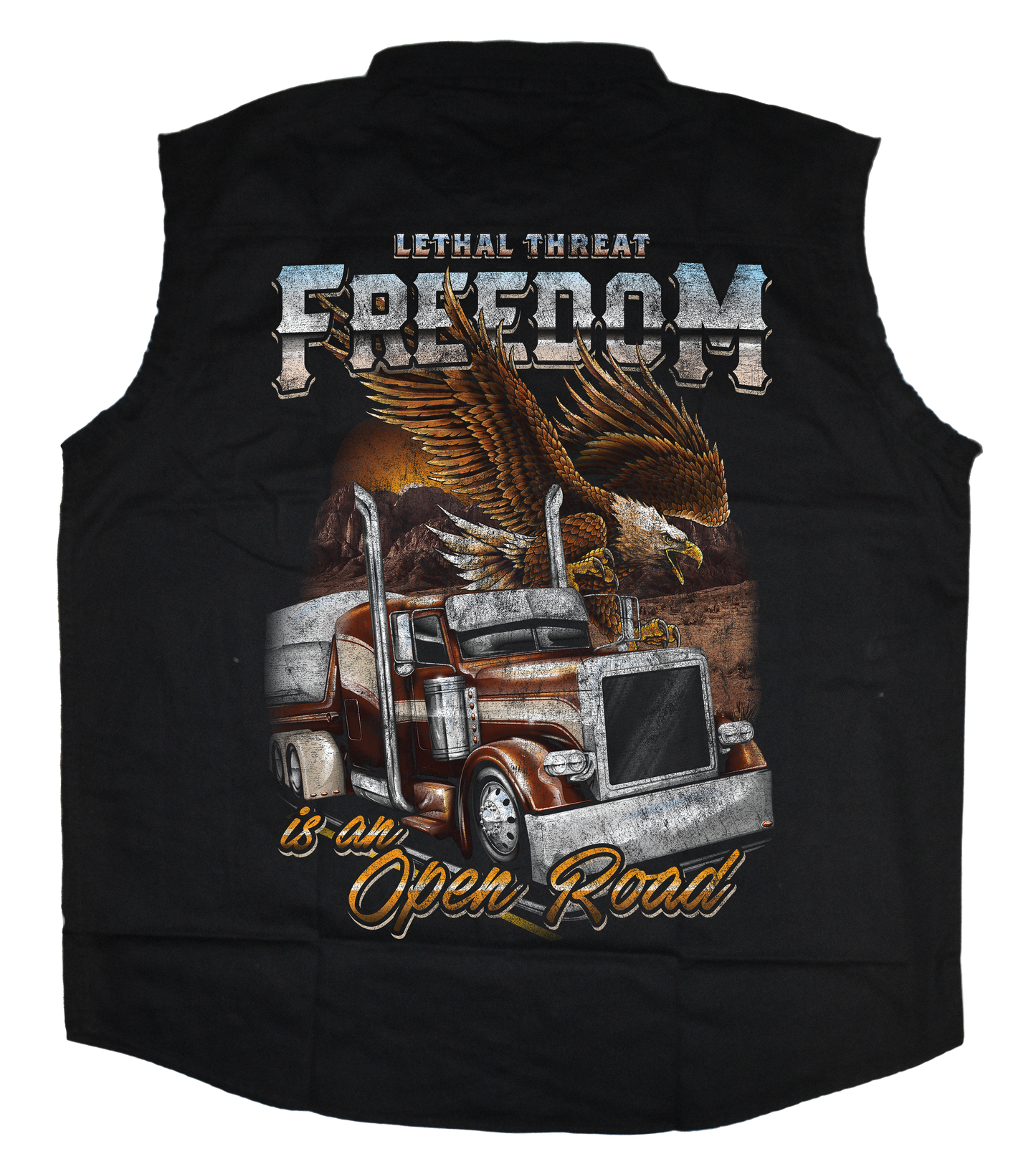 Open Road Printed Sleeveless Button Down