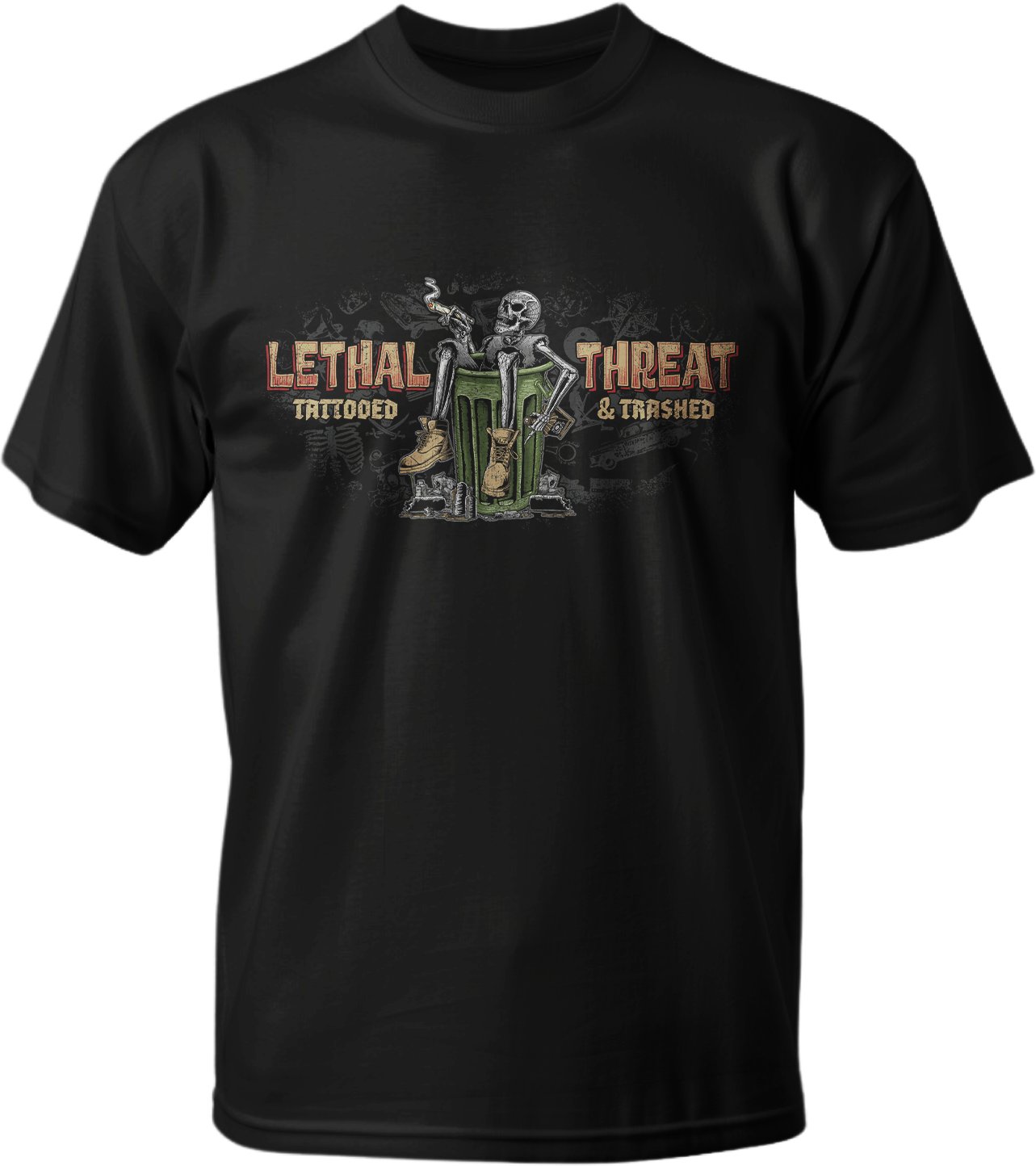 Tattooed and Trashed Men's Black Tee Shirt