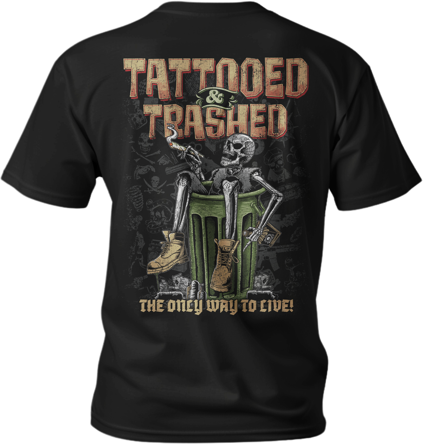 Tattooed and Trashed Men's Black Tee Shirt