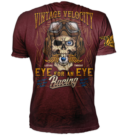 Eye For An Eye Vintage Washed Men's Burgundy Rust Tee Shirt