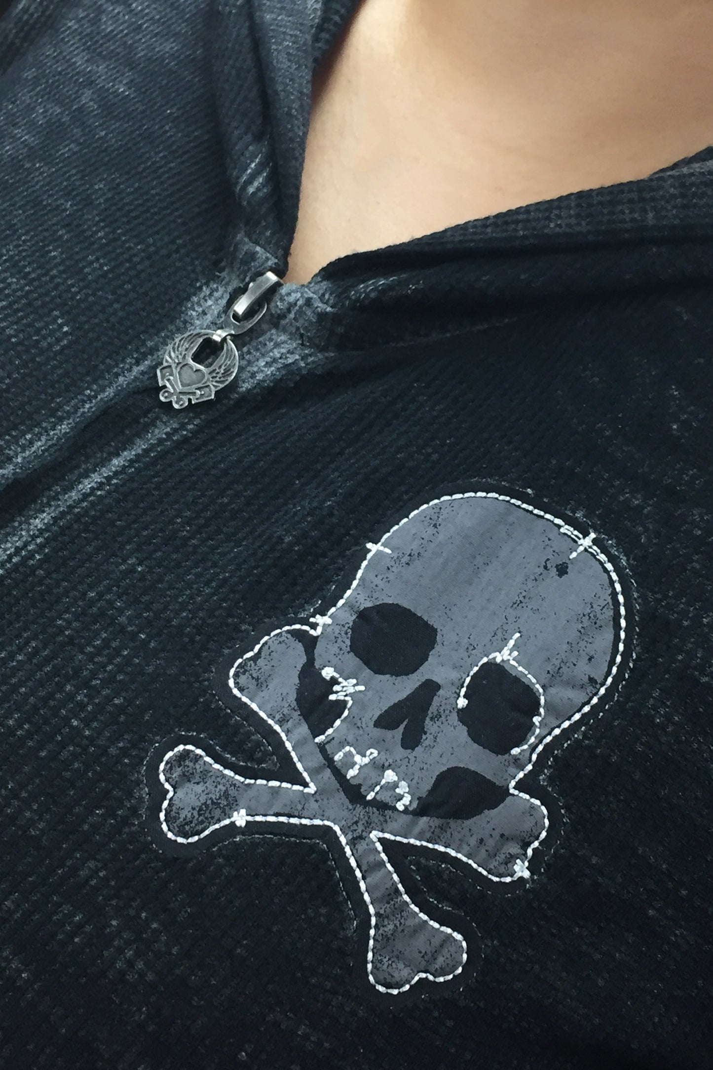 Grunge Skull Patch Hoodie