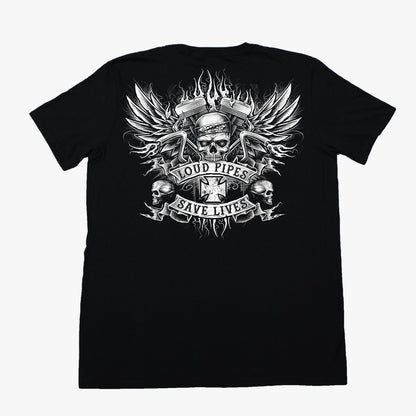 Loud Pipes Bandanna Skull Tee