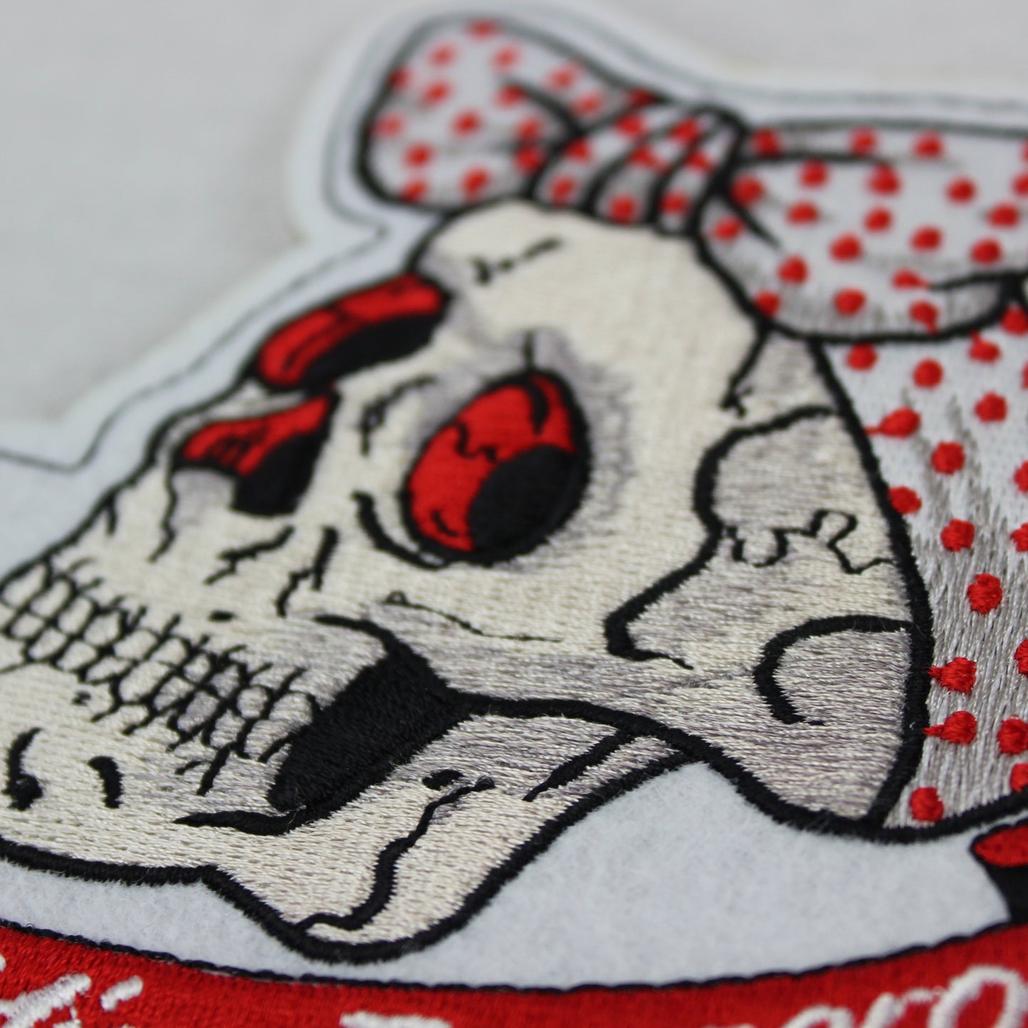 Polka Dot Ribbon Skull Patch