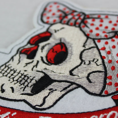 Polka Dot Ribbon Skull Patch