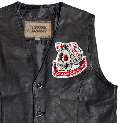 Polka Dot Ribbon Skull Patch