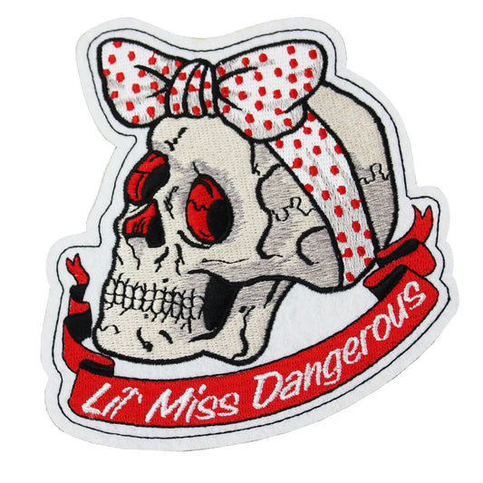 Polka Dot Ribbon Skull Patch