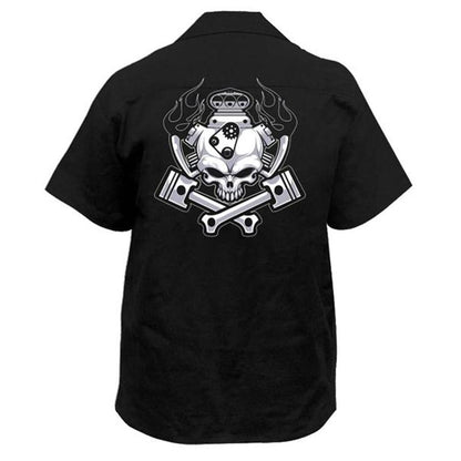 Engine Skull Embroidered Work Shirt