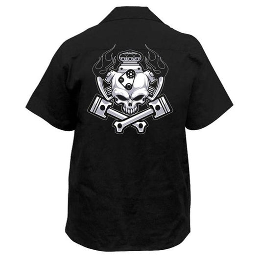 Engine Skull Embroidered Work Shirt